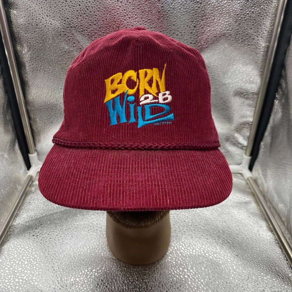 KC Born‎ 2B Wild Hat Mens OSFA Maroon Corduroy Snapback Rope Trucker Cap